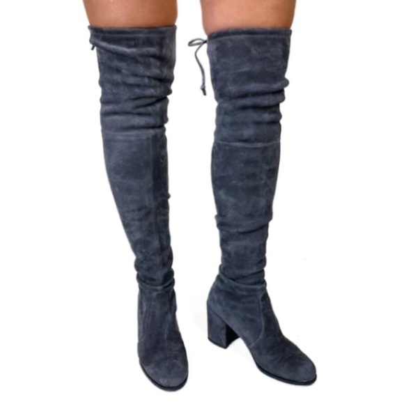 Stuart Weitzman Grey Tieland Over the Knee Boots - Picture 2 of 14